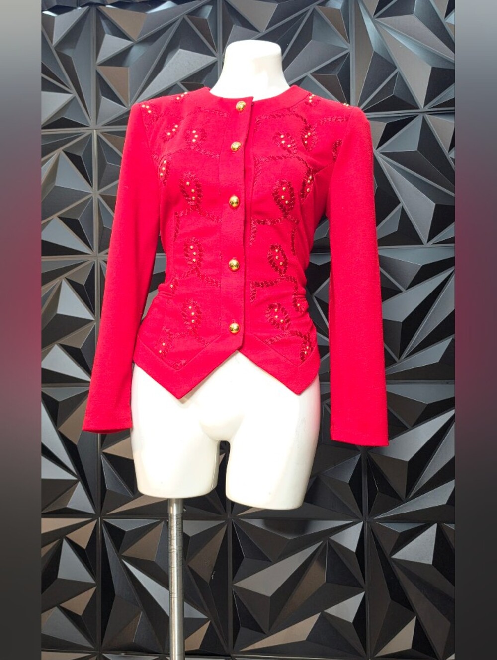 Leslie Fay Red Embellished Tailored Blazer